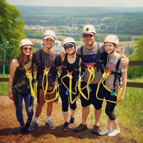 instagram blog post family ziplining at boyne mountain resort