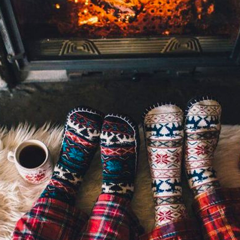 slippers by fire
